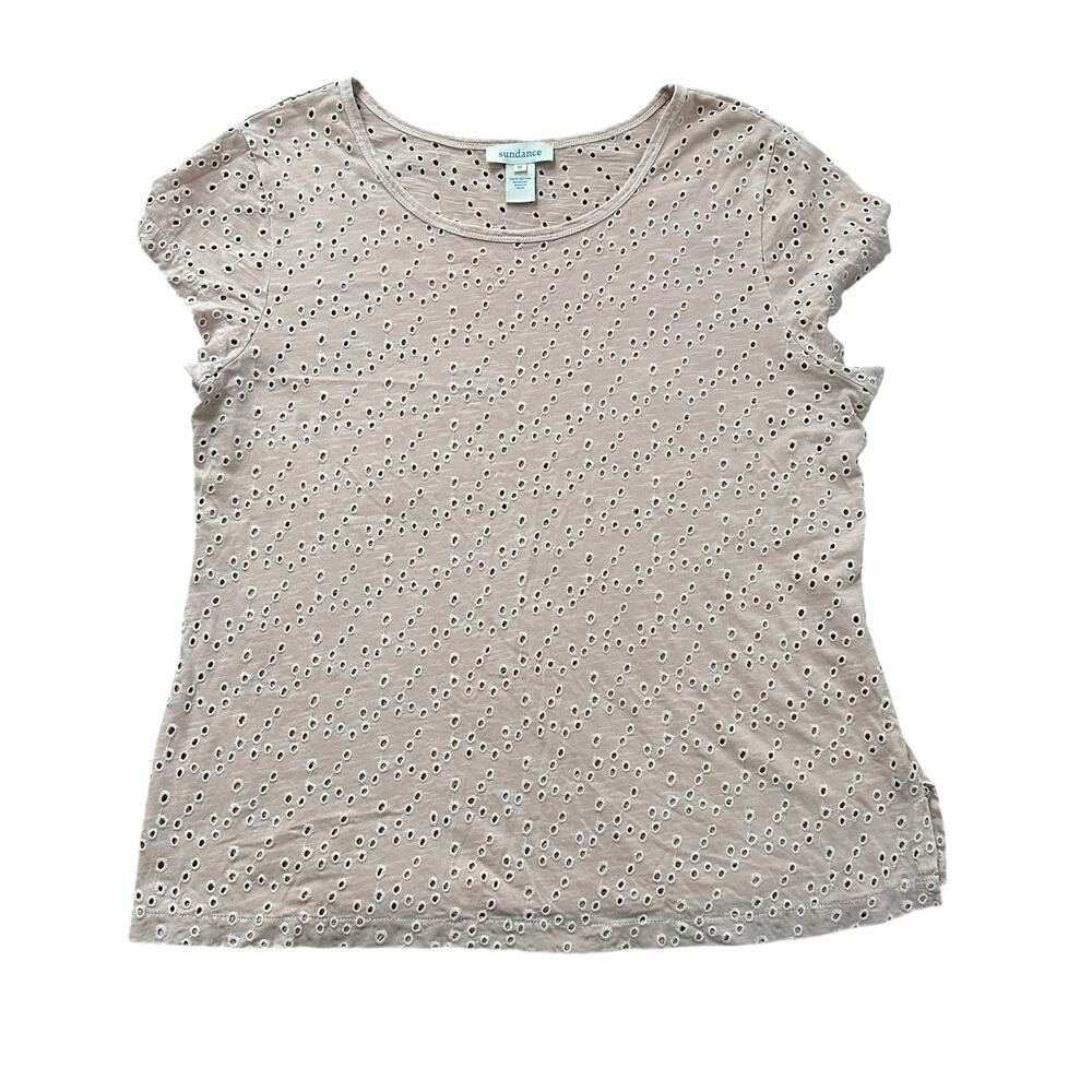 Sundance light pink cotton eyelet short sleeve top size XL - Picture 13 of 13